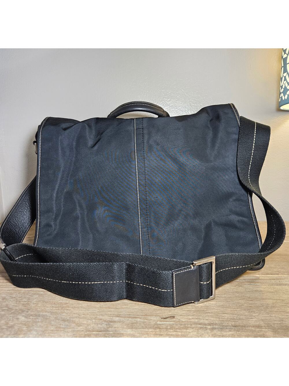 Coach Vintage Black Nylon & Leather Messenger Bag Crossbody Briefcase K0682